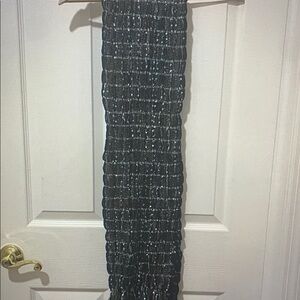 Elegant Black and Silver Knit Scarf